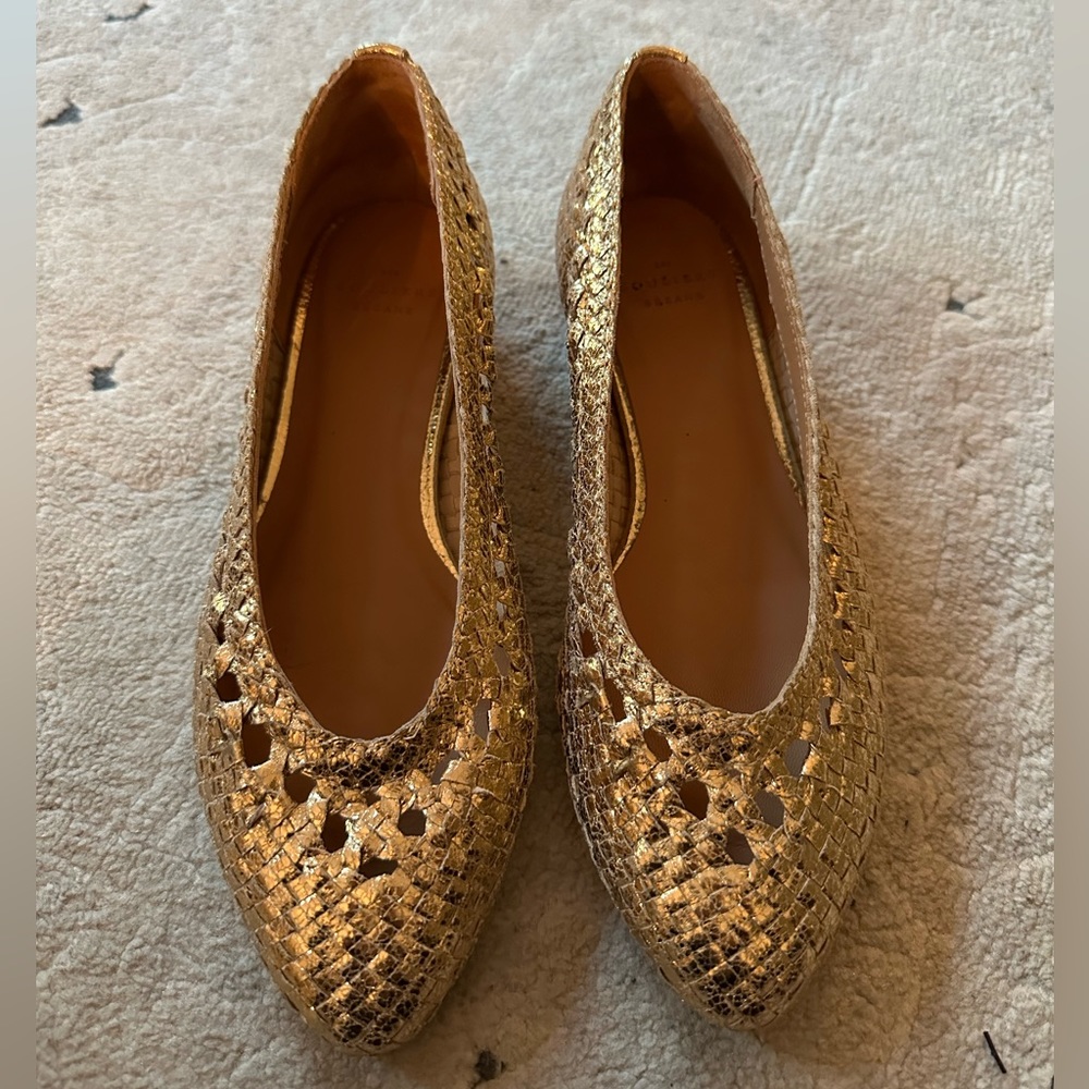 Sézane Gold Ballerina Flats